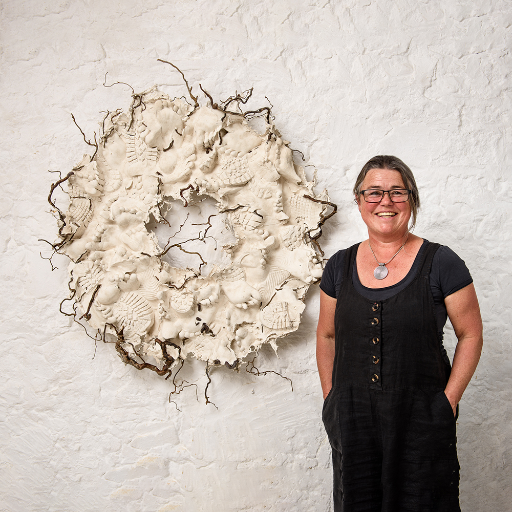 Circle #1; Plaster, twigs