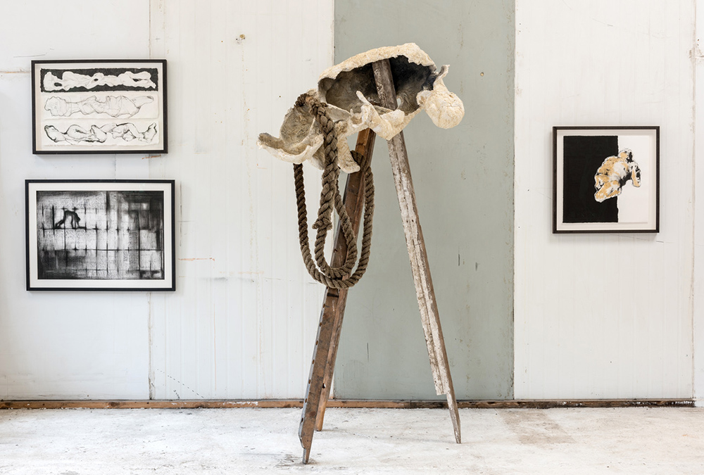 Husk I; plaster, wood, rope